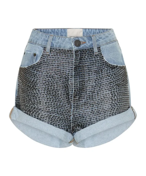 ONE TEASPOON Railed Sequin Bandits High Waist Denim Shorts | Women Denim Shorts