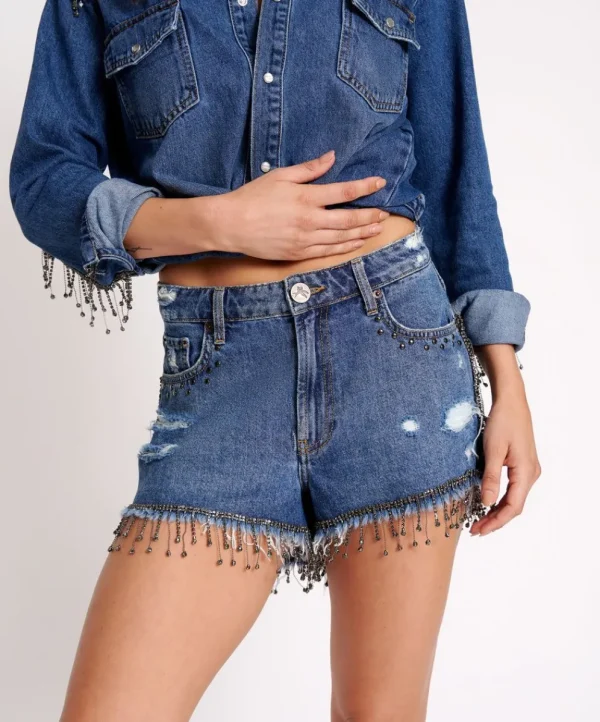 ONE TEASPOON Razzle Dazzle Truckers Mid Waist Relaxed Shorts | Women Denim Shorts