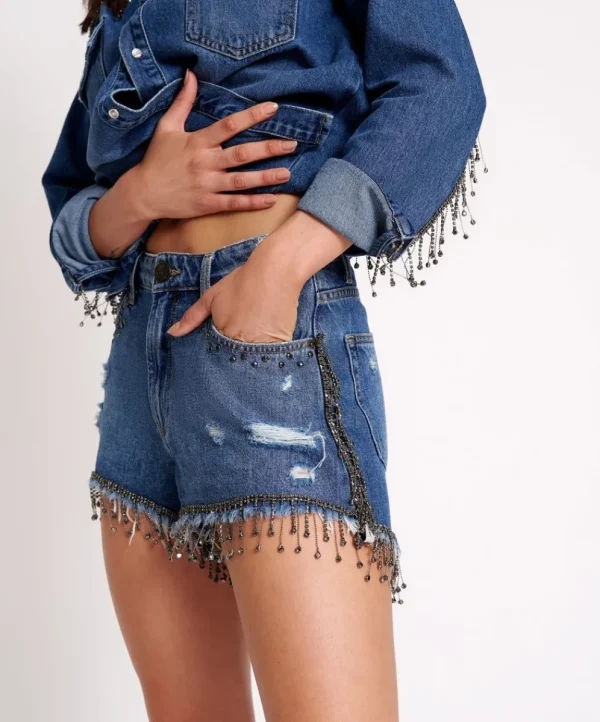 ONE TEASPOON Razzle Dazzle Truckers Mid Waist Relaxed Shorts | Women Denim Shorts