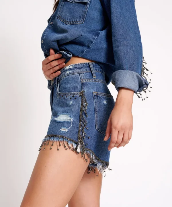 ONE TEASPOON Razzle Dazzle Truckers Mid Waist Relaxed Shorts | Women Denim Shorts