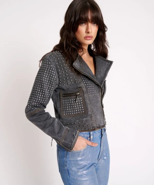 ONE TEASPOON Rebel Rebel Studded Denim Jacket | Women Jackets