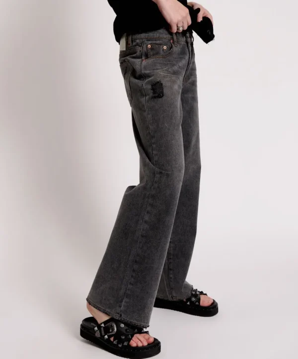 ONE TEASPOON Recycled Black Lowrider Wide Leg Jeans | Women Denim Jeans