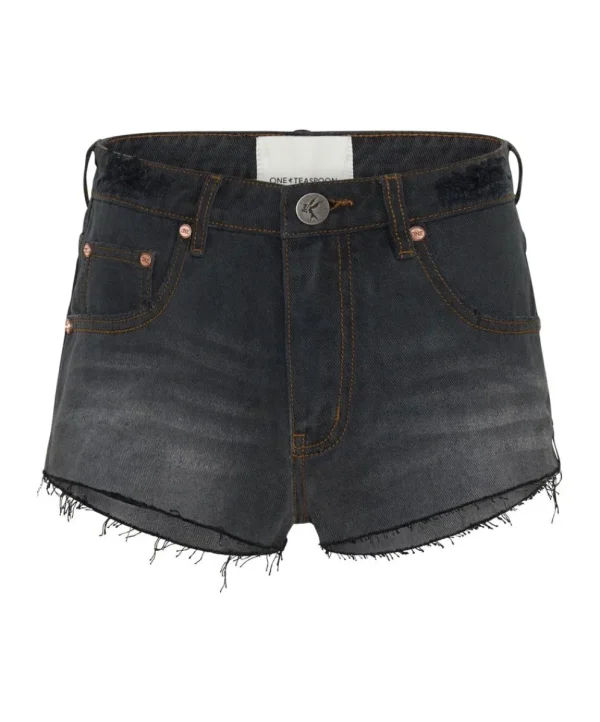 ONE TEASPOON Recycled Black The One Fitted Cheeky Denim Shorts | Women Denim Shorts