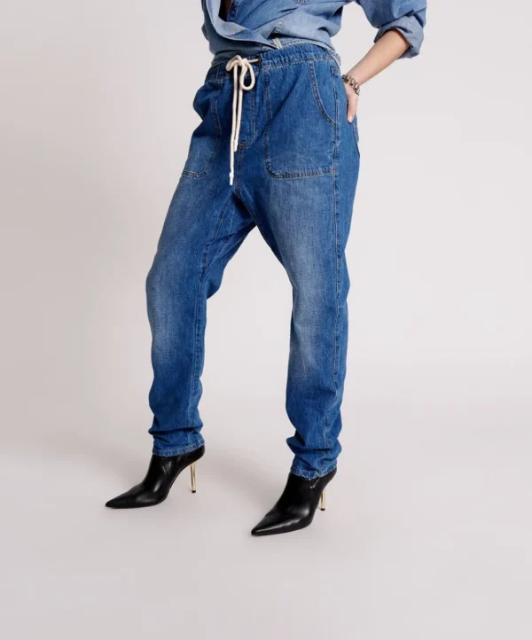 ONE TEASPOON Resort Blue High Waist Shabbies Drawstring Jeans | Women Denim Jeans