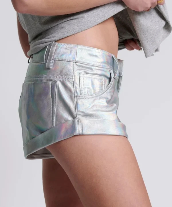 ONE TEASPOON Revenge Metallic Leather Bandit Shorts | Women Bottoms