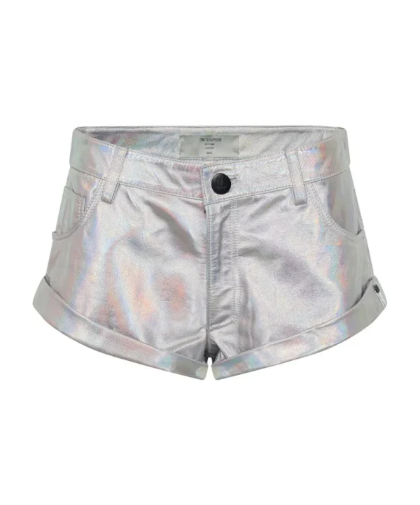 ONE TEASPOON Revenge Metallic Leather Bandit Shorts | Women Bottoms