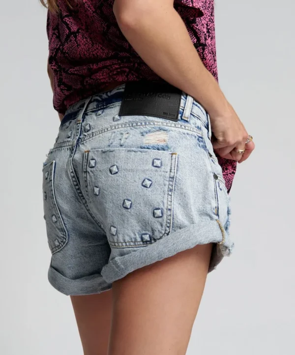 ONE TEASPOON Riveted Smiths Tailored Low Waist Denim Shorts | Women Denim Shorts