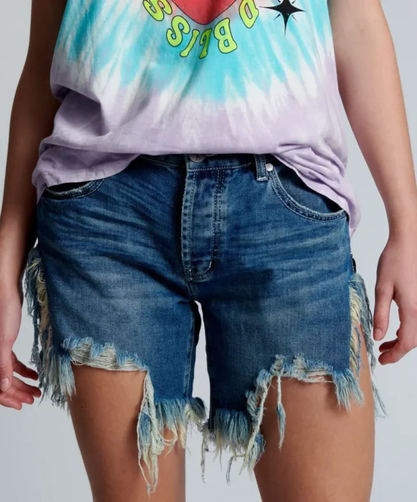 ONE TEASPOON Rodeo Blue Frankies Long Length Denim Shorts | Women Denim Shorts