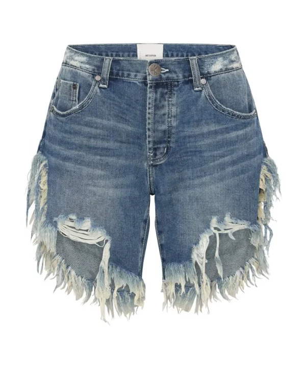 ONE TEASPOON Rodeo Blue Frankies Long Length Denim Shorts | Women Denim Shorts