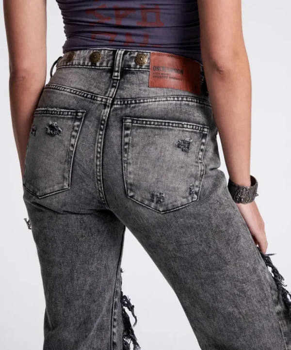 ONE TEASPOON Rodeo Grey High Waist Awesome Baggies Denim Jeans | Women Denim Jeans