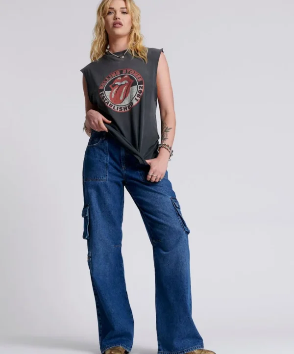 ONE TEASPOON Rosewood Cargo Jackson Mid Waist Wide Leg Jeans | Women Denim Jeans