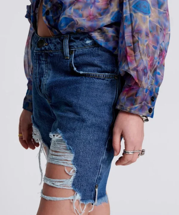 ONE TEASPOON Rosewood Stevies Long Length Boyfriend Shorts | Women Denim Shorts