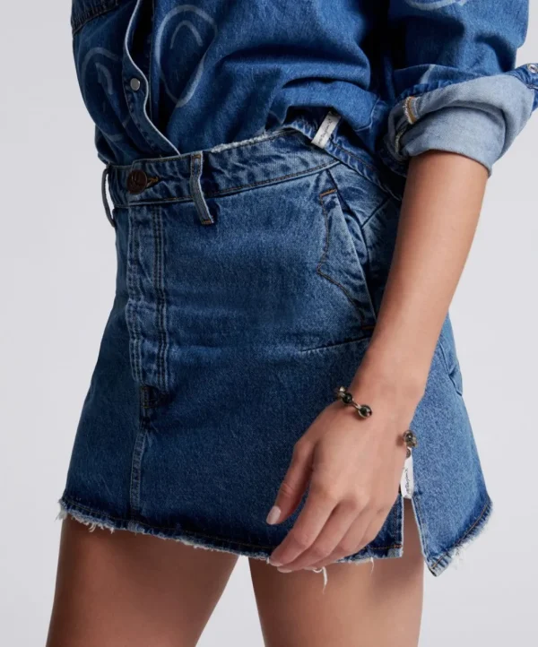 ONE TEASPOON Rosewood Vanguard Mid Rise Relaxed Denim Mini Skirt | Women Denim Skirts