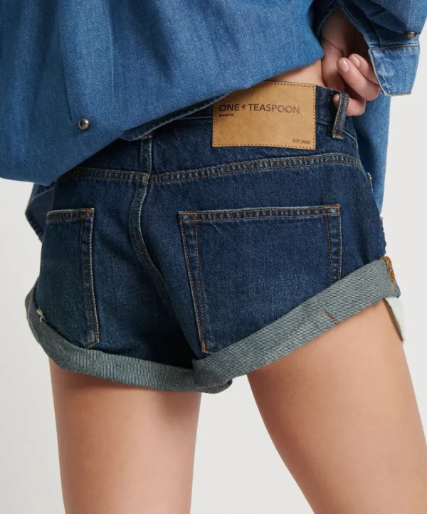 ONE TEASPOON Royal Blue Bandits Low Waist Denim Shorts | Women Denim Shorts