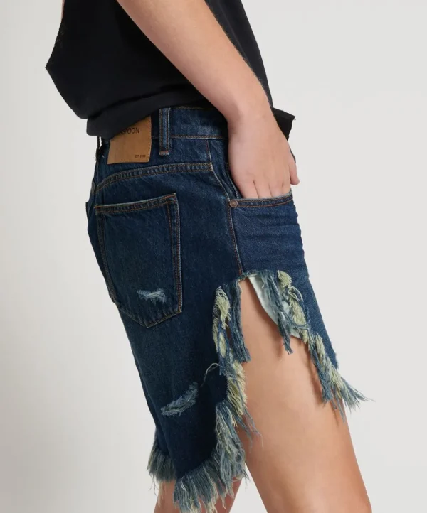 ONE TEASPOON Royal Blue Frankies Long Length Denim Shorts | Women Denim Shorts