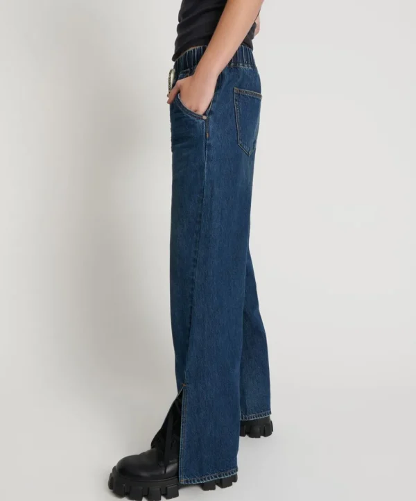 ONE TEASPOON Royal Blue Roadhouse Wide Leg Drawstring Jeans | Women Denim Jeans