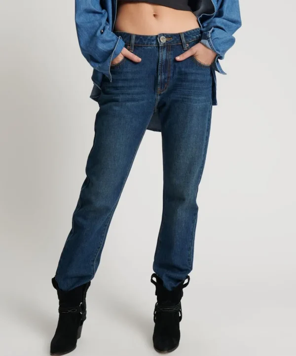 ONE TEASPOON Royal Blue Truckers Low Waist Straight Leg Jeans | Women Denim Jeans