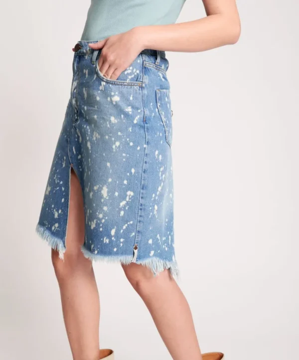 ONE TEASPOON Royal Salt Trucker Mid Waist Long Length Skirt | Women Denim Skirts