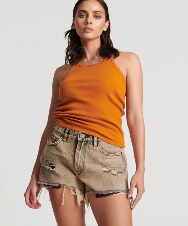 ONE TEASPOON Rust Truckers Mid Waist Relaxed Shorts | Women Denim Shorts