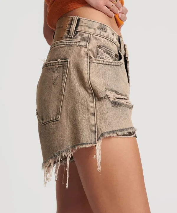 ONE TEASPOON Rust Truckers Mid Waist Relaxed Shorts | Women Denim Shorts