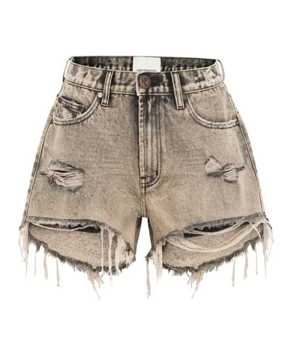 ONE TEASPOON Rust Truckers Mid Waist Relaxed Shorts | Women Denim Shorts