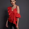 ONE TEASPOON 80S Red Ashley Top | Women Tops