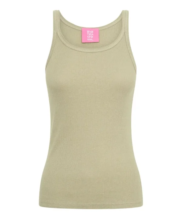 ONE TEASPOON Sage Green Bamboo Logo Singlet | Women Tees & Tanks