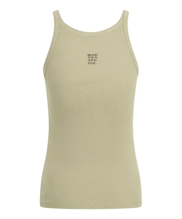 ONE TEASPOON Sage Green Bamboo Logo Singlet | Women Tees & Tanks