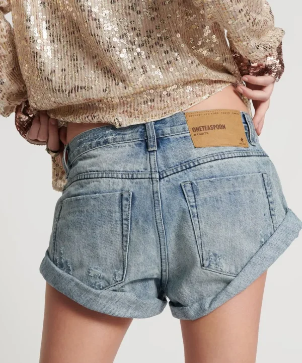 ONE TEASPOON Salty Dog Bandits Low Waist Denim Shorts | Women Denim Shorts