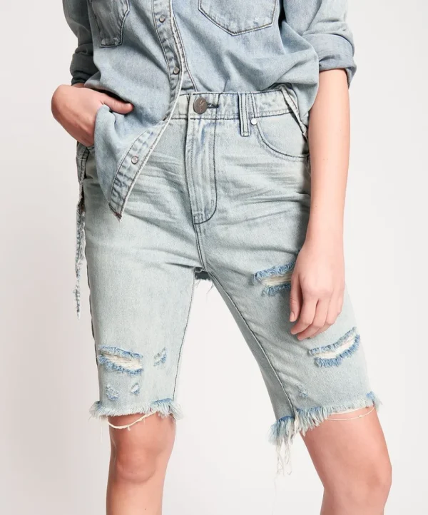 ONE TEASPOON Salty Dog Cut Off Truckers | Women Denim Shorts