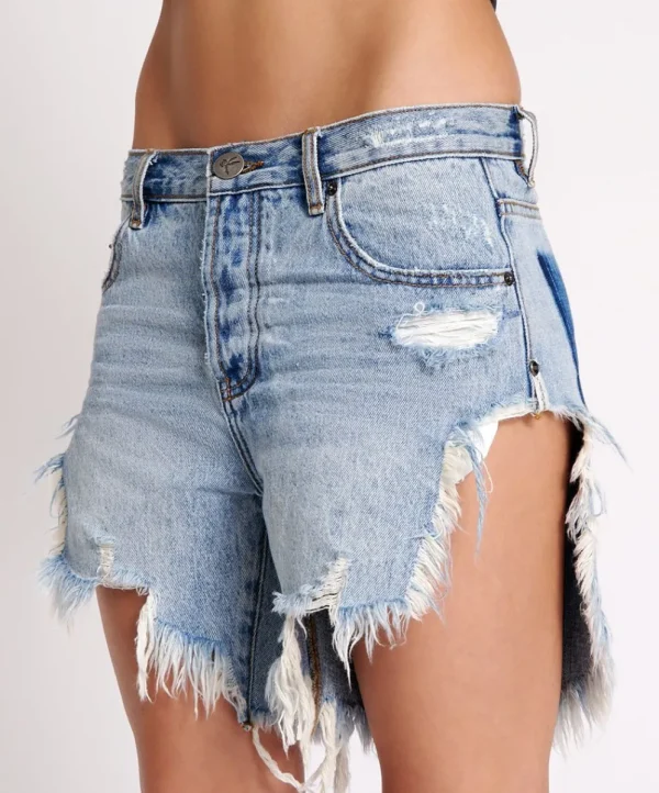 ONE TEASPOON Salty Dog Frankies Long Length Denim Shorts | Women Denim Shorts