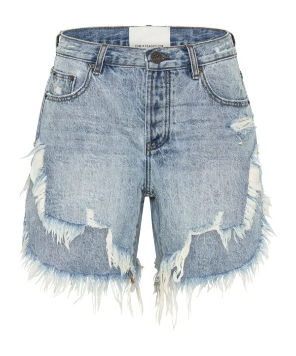 ONE TEASPOON Salty Dog Frankies Long Length Denim Shorts | Women Denim Shorts