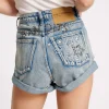 ONE TEASPOON Salty Dog Icon Bandits High Waist Denim Shorts | Women Denim Shorts