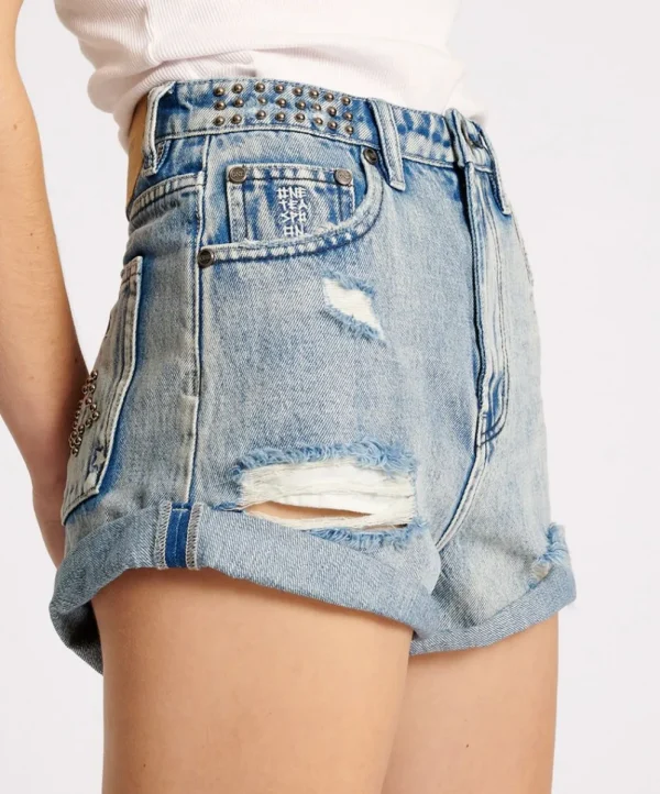 ONE TEASPOON Salty Dog Icon Bandits High Waist Denim Shorts | Women Denim Shorts