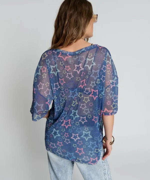 ONE TEASPOON Sensory Star Oversized Mesh Tee | Women Tees & Tanks