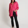 ONE TEASPOON Shocking Pink Jacquard Longline Shirt | Women Shirts