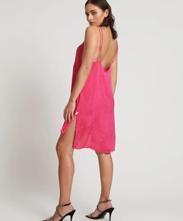 ONE TEASPOON Shocking Pink Jacquard Slip Dress | Women Mini Dresses