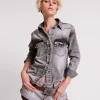 ONE TEASPOON Slate Acid Studded Denim Shirt | Women Shirts