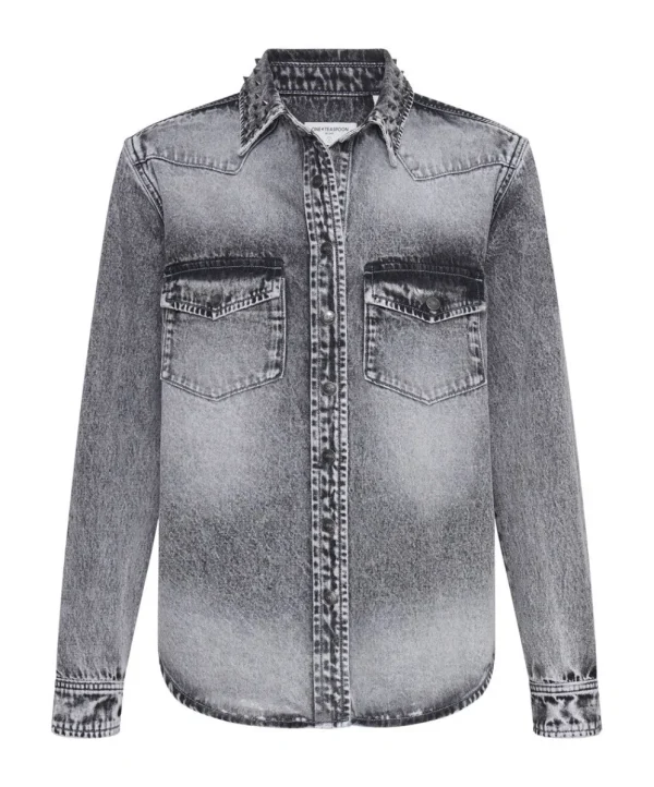 ONE TEASPOON Slate Acid Studded Denim Shirt | Women Shirts