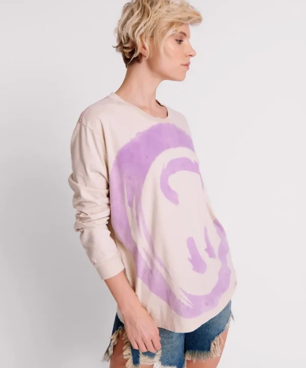 ONE TEASPOON Smiley Violet Long Sleeve Tee | Women Graphic Tees