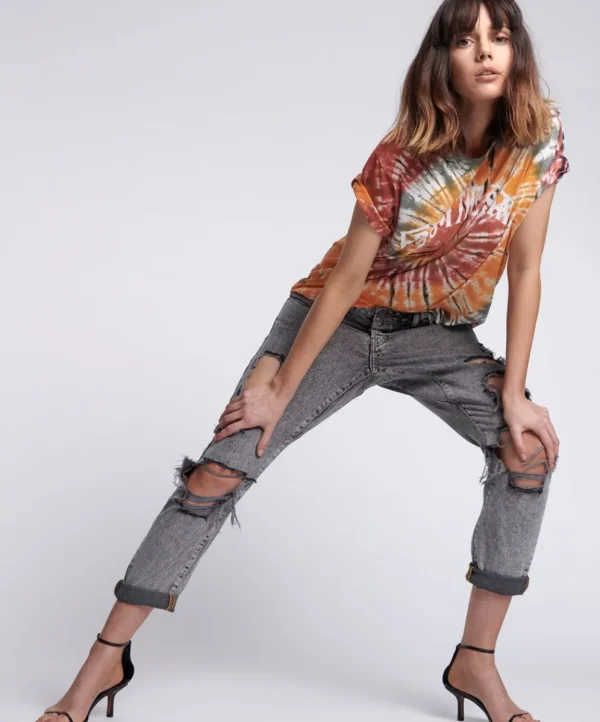 ONE TEASPOON Soft Grey Trashed Saints Boyfriend Jeans | Women Denim Jeans