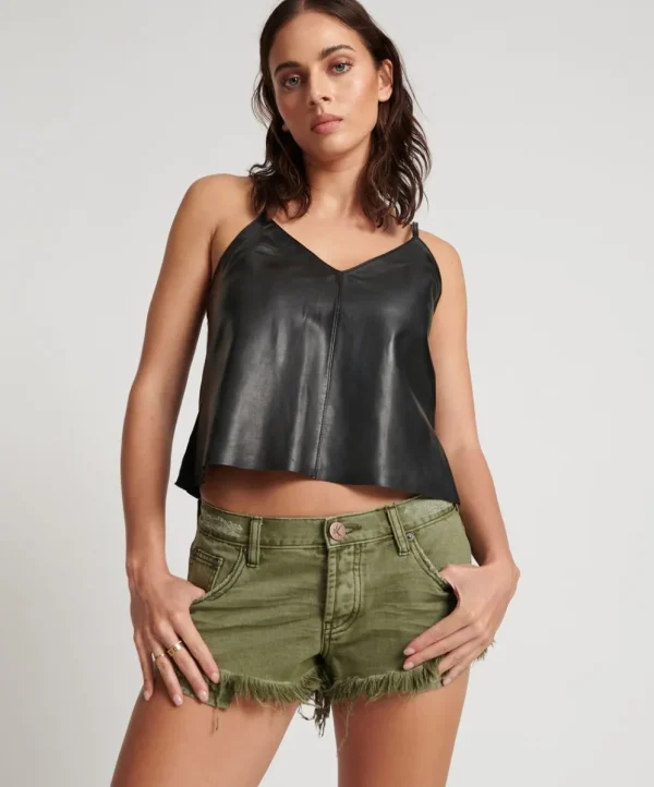 ONE TEASPOON St Khaki Dukes Low Waist Denim Shorts | Women Denim Shorts