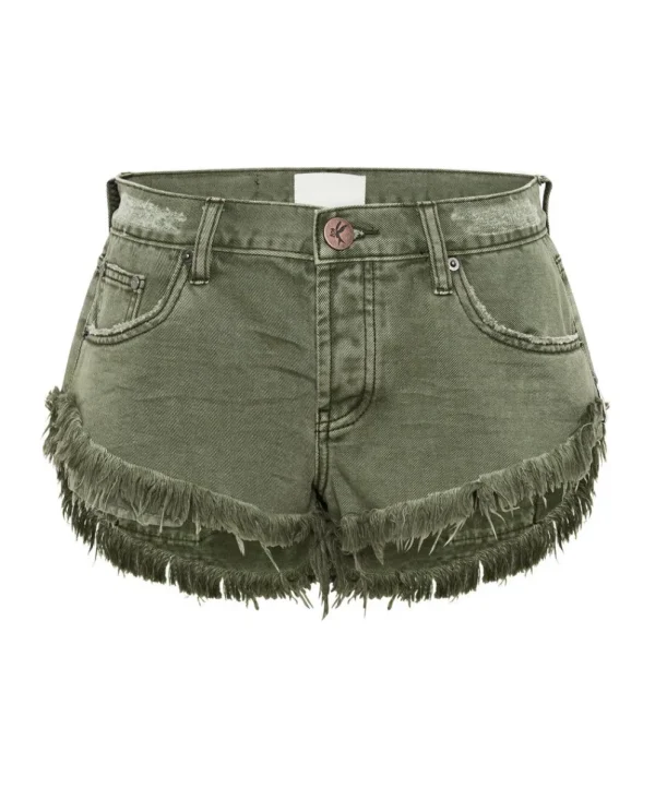 ONE TEASPOON St Khaki Dukes Low Waist Denim Shorts | Women Denim Shorts