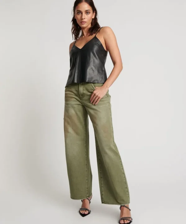 ONE TEASPOON St Khaki Jackson Mid Waist Wide Leg Jeans | Women Denim Jeans