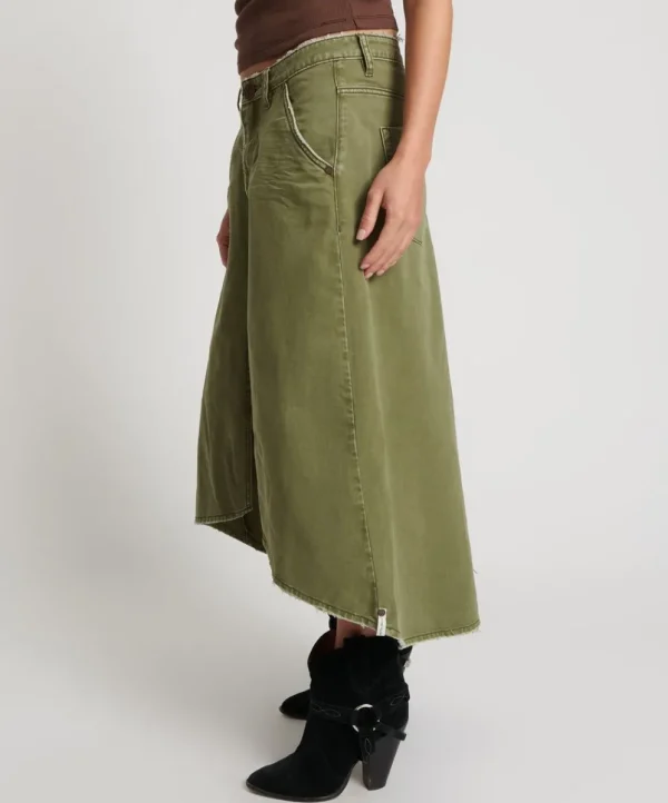 ONE TEASPOON St Khaki Mrs Carter Long Denim Skirt | Women Denim Skirts