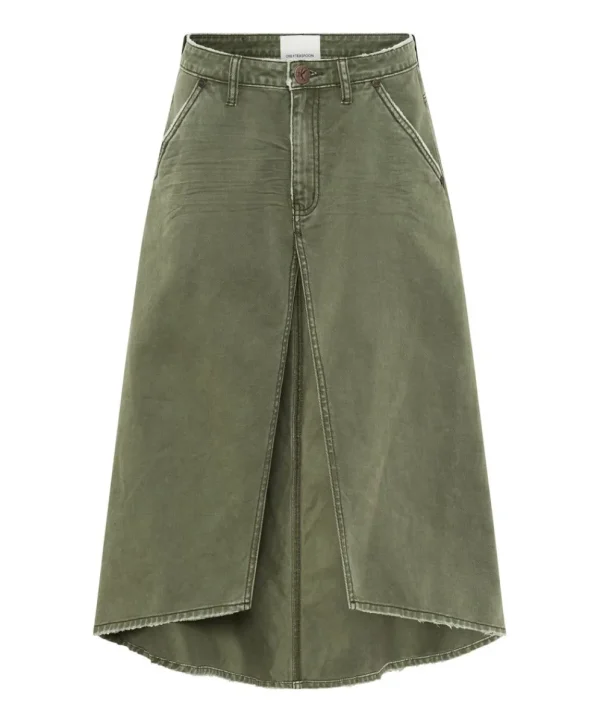 ONE TEASPOON St Khaki Mrs Carter Long Denim Skirt | Women Denim Skirts