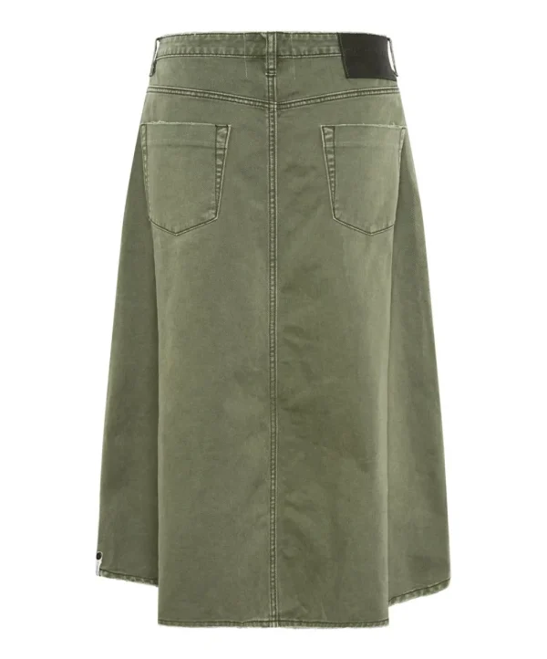 ONE TEASPOON St Khaki Mrs Carter Long Denim Skirt | Women Denim Skirts