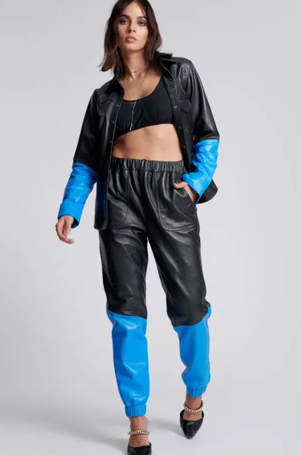 ONE TEASPOON Stand By Leather Track Pants | Women Bottoms