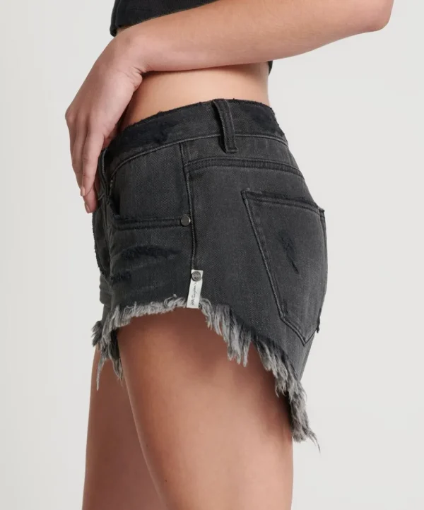 ONE TEASPOON Storm Grey Bonitas Low Waist Denim Shorts | Women Denim Shorts