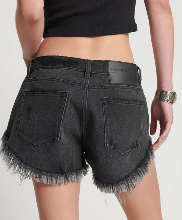 ONE TEASPOON Storm Grey Bonitas Low Waist Denim Shorts | Women Denim Shorts